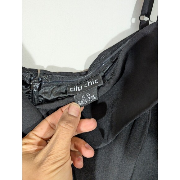 City Chic Women Black Sleeveless Ruffle Party Dress XL Cocktail Club Luxe Sexy - Picture 3 of 9